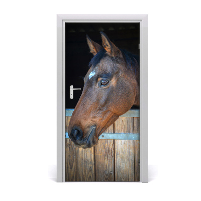 Self-adhesive door wallpaper Stable horse