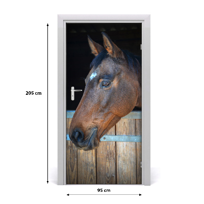 Self-adhesive door wallpaper Stable horse