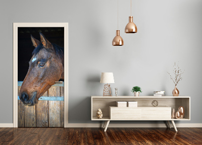 Self-adhesive door wallpaper Stable horse