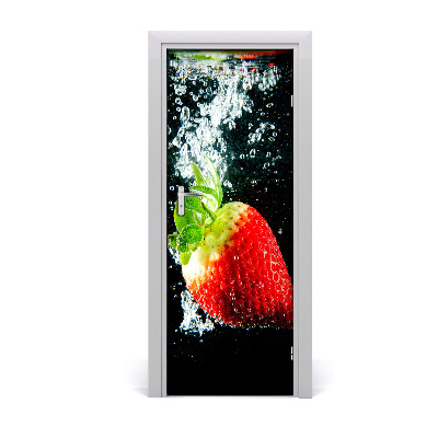 Self-adhesive door sticker Strawberry under water