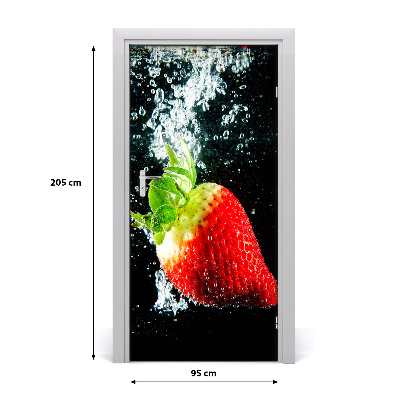 Self-adhesive door sticker Strawberry under water