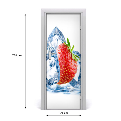 Self-adhesive door sticker Strawberry and ice