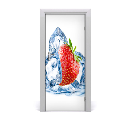 Self-adhesive door sticker Strawberry and ice