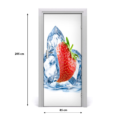 Self-adhesive door sticker Strawberry and ice