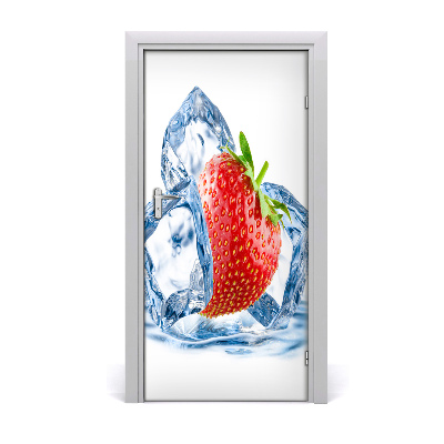 Self-adhesive door sticker Strawberry and ice