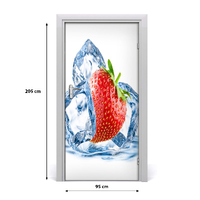 Self-adhesive door sticker Strawberry and ice