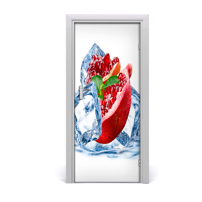 Self-adhesive door sticker Pomegranate and ice