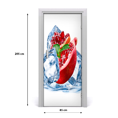 Self-adhesive door sticker Pomegranate and ice