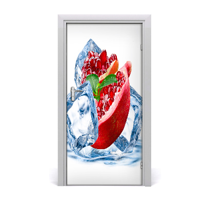 Self-adhesive door sticker Pomegranate and ice