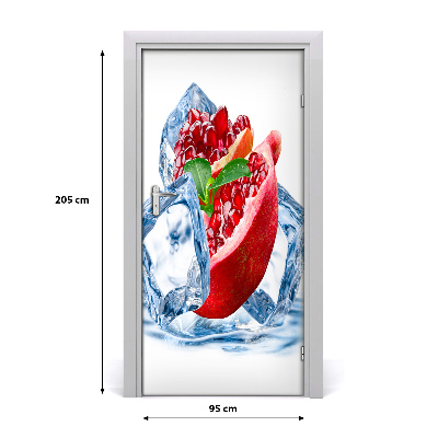 Self-adhesive door sticker Pomegranate and ice