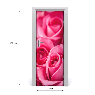 Self-adhesive door sticker Pink roses