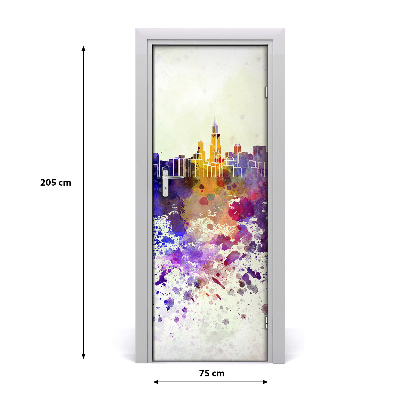 Self-adhesive door sticker Colorful chicago