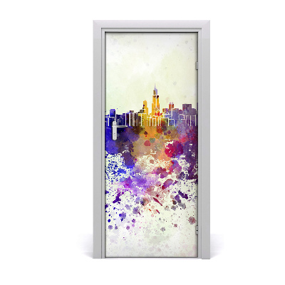 Self-adhesive door sticker Colorful chicago