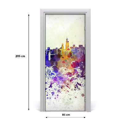 Self-adhesive door sticker Colorful chicago