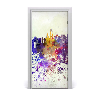 Self-adhesive door sticker Colorful chicago