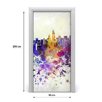 Self-adhesive door sticker Colorful chicago