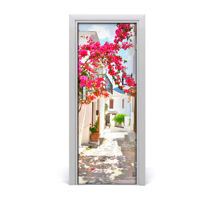 Self-adhesive door wallpaper Greek streets