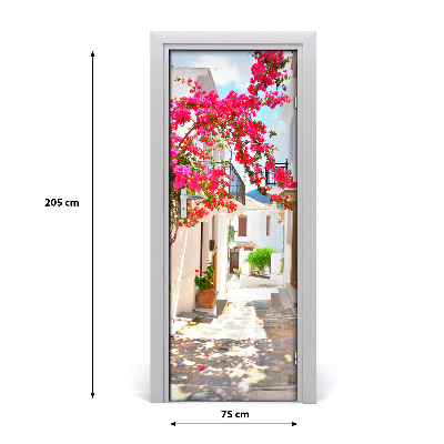 Self-adhesive door wallpaper Greek streets