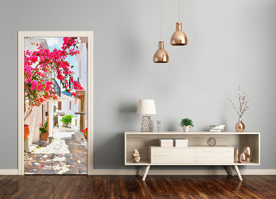 Self-adhesive door wallpaper Greek streets