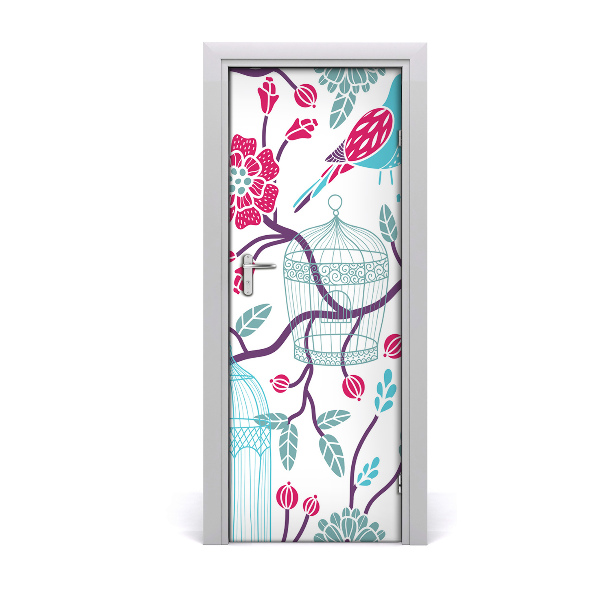 Self-adhesive door sticker Bird cages