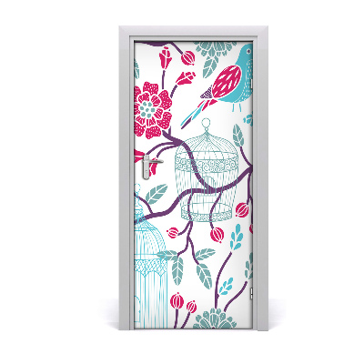 Self-adhesive door sticker Bird cages