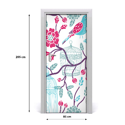 Self-adhesive door sticker Bird cages