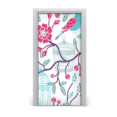 Self-adhesive door sticker Bird cages