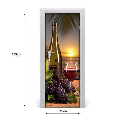 Self-adhesive door sticker Grapes and wine