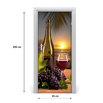 Self-adhesive door sticker Grapes and wine