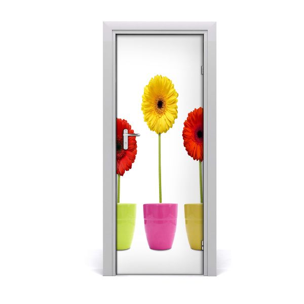 Self-adhesive door sticker Colorful gerberas