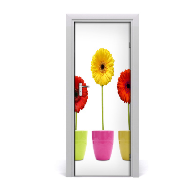 Self-adhesive door sticker Colorful gerberas