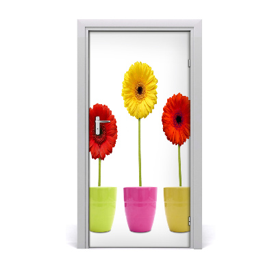 Self-adhesive door sticker Colorful gerberas