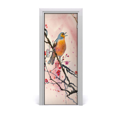 Self-adhesive door sticker Bird on a branch