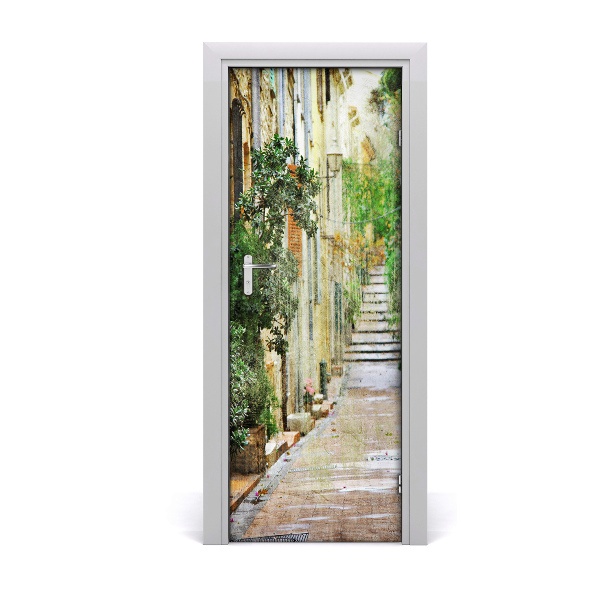 Self-adhesive door wallpaper Italian streets