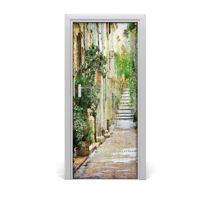 Self-adhesive door wallpaper Italian streets