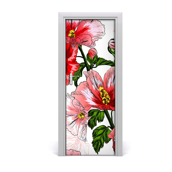 Self-adhesive door wallpaper Hibskus