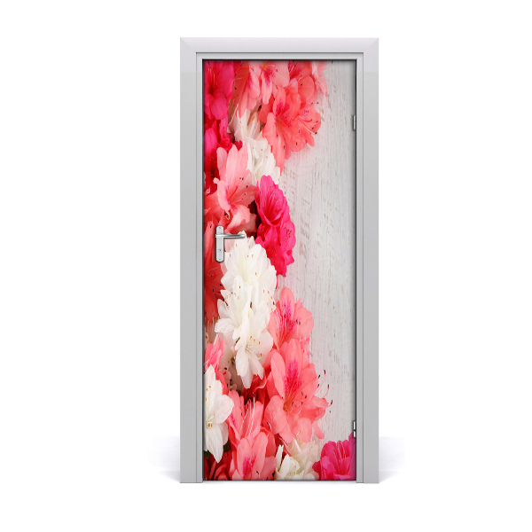 Self-adhesive door sticker Flowers on the wood