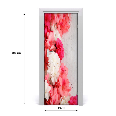 Self-adhesive door sticker Flowers on the wood