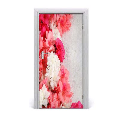 Self-adhesive door sticker Flowers on the wood