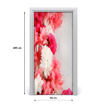 Self-adhesive door sticker Flowers on the wood