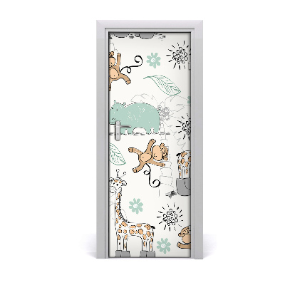 Self-adhesive door sticker Animals of africa