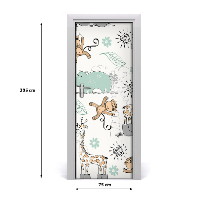 Self-adhesive door sticker Animals of africa