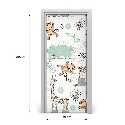 Self-adhesive door sticker Animals of africa