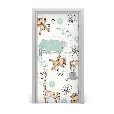 Self-adhesive door sticker Animals of africa