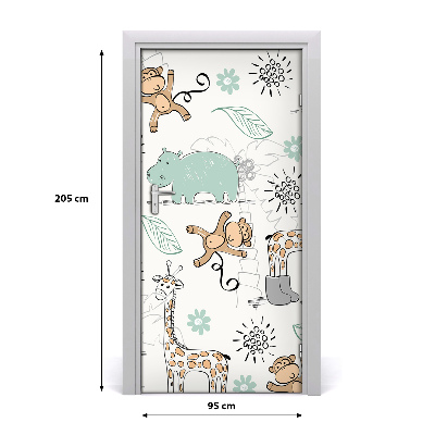 Self-adhesive door sticker Animals of africa