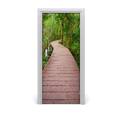 Self-adhesive door wallpaper Path in the jungle