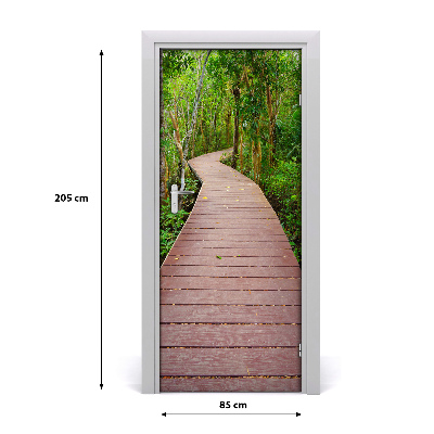 Self-adhesive door wallpaper Path in the jungle