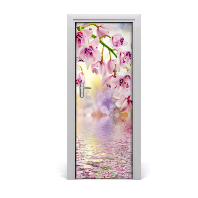 Self-adhesive door sticker On the door orchid