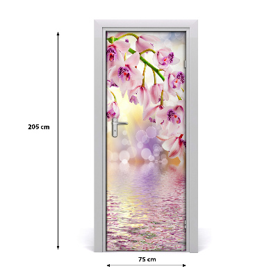 Self-adhesive door sticker On the door orchid