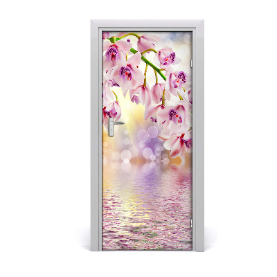 Self-adhesive door sticker On the door orchid